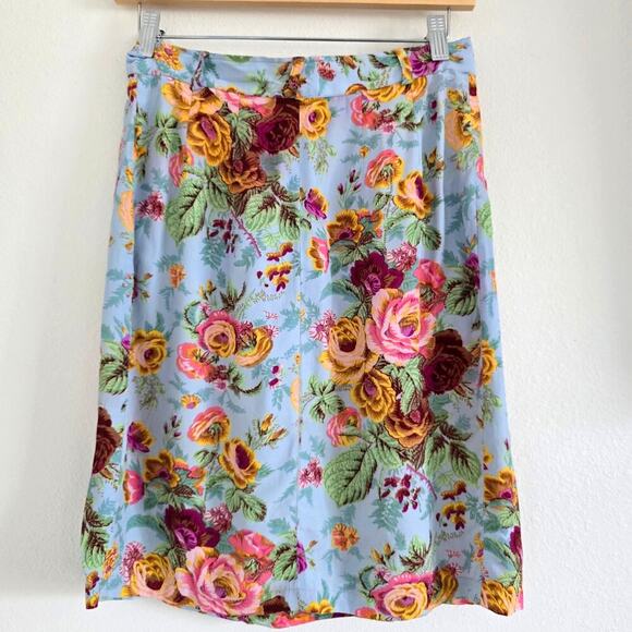 Kenzo Paris Floral Wrap Mini Skirt Light Blue Size EU38 US 6 Retro Cottage Fairy - Picture 3 of 7